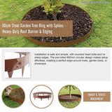 Gardening Accessories: 60cm Steel Garden Tree Ring with Spikes  Heavy-Duty Root Barrier & Edging