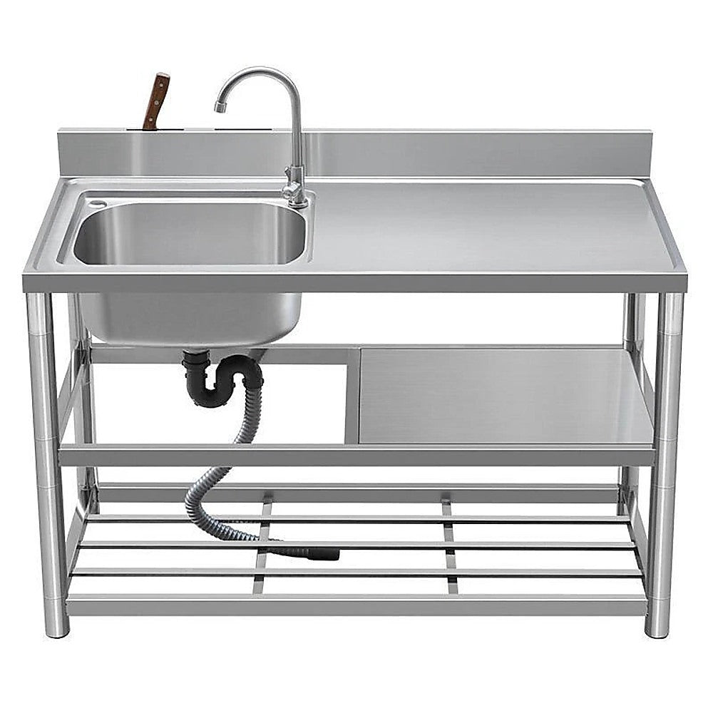 Kitchen Sinks: Freestanding Stainless Steel Kitchen Sink 120x50x79cm  Commercial Utility Wash Basin