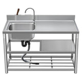 Kitchen Sinks: Freestanding Stainless Steel Kitchen Sink 120x50x79cm  Commercial Utility Wash Basin