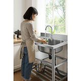 Kitchen Sinks: Freestanding Stainless Steel Kitchen Sink 120x50x79cm  Commercial Utility Wash Basin