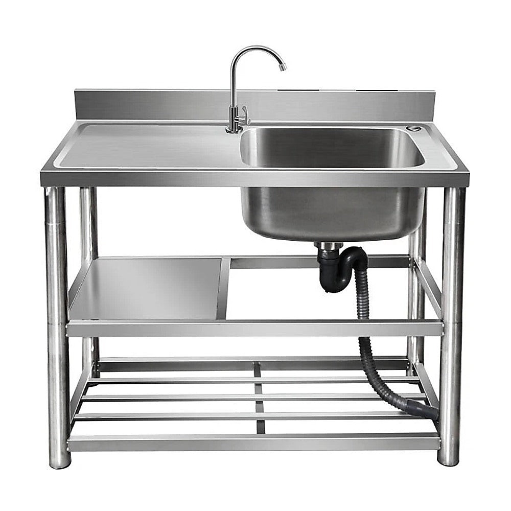 Kitchen Sinks: Freestanding Stainless Steel Kitchen Sink 120x50x79cm  Commercial Utility Wash Basin