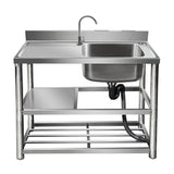 Kitchen Sinks: Freestanding Stainless Steel Kitchen Sink 120x50x79cm  Commercial Utility Wash Basin