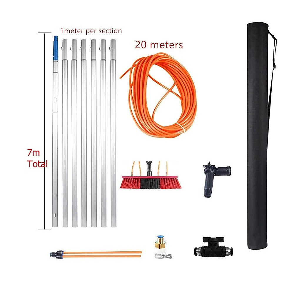 Commercial Cleaning Equipment: 7m Water Fed Pole Cleaning Kit  Solar Panel & Window Cleaner System with Brush