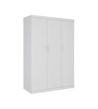 3 Door White Gloss Wardrobe – White Handles, Hanging Rail & Shelves