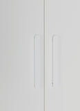 3 Door White Gloss Wardrobe – White Handles, Hanging Rail & Shelves