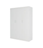 3 Door White Gloss Wardrobe – White Handles, Hanging Rail & Shelves