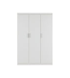 3 Door White Gloss Wardrobe – White Handles, Hanging Rail & Shelves