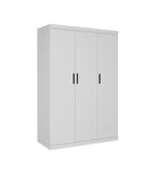 3 Door White Gloss Wardrobe – Black Handles, Hanging Rail & Shelves