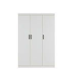 3 Door White Gloss Wardrobe – Black Handles, Hanging Rail & Shelves