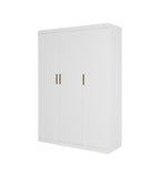 3 Door White Gloss Wardrobe – Gold Handles, Hanging Rail & Shelves
