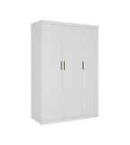 3 Door White Gloss Wardrobe – Gold Handles, Hanging Rail & Shelves