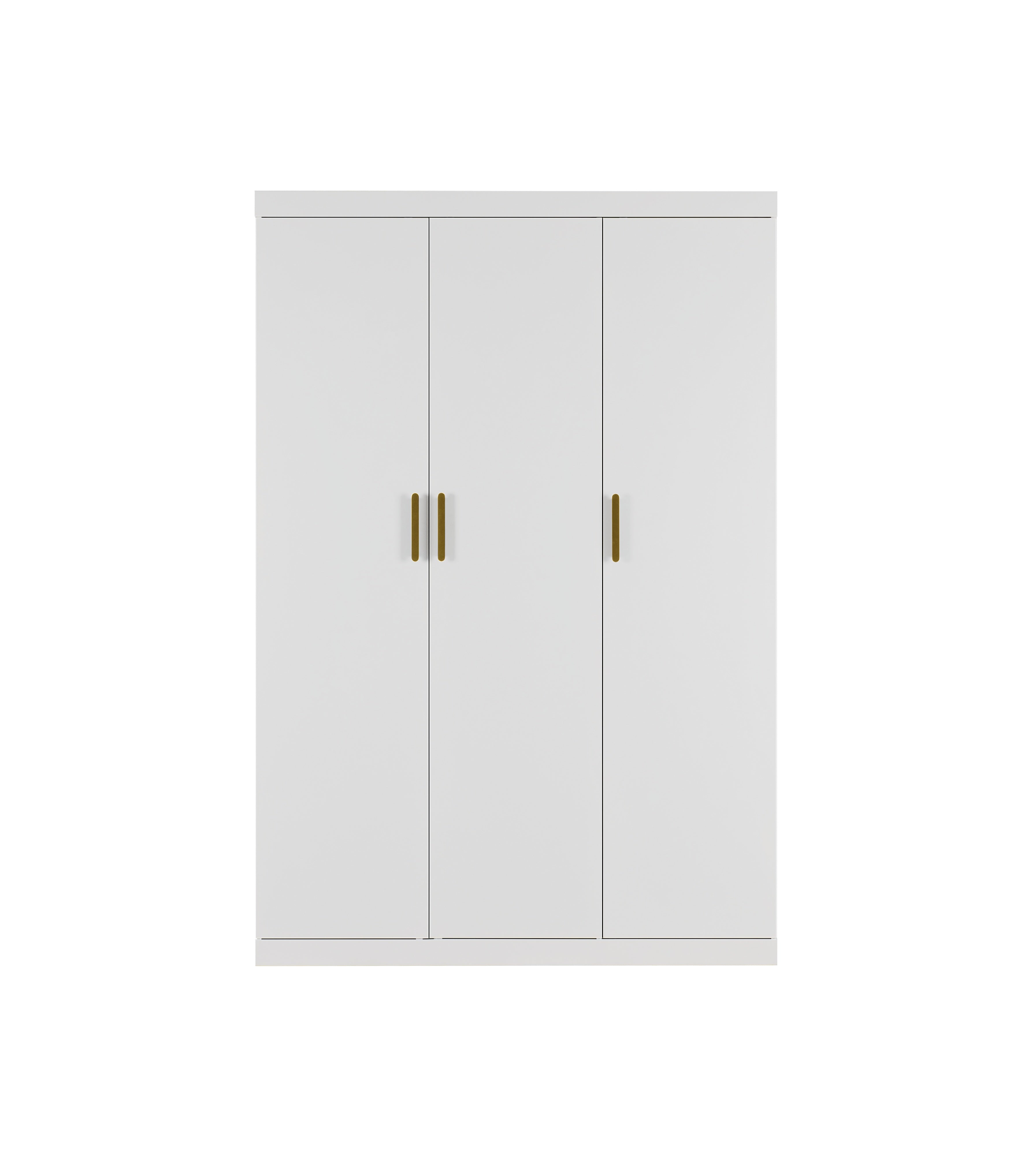 Clothing & Wardrobe Storage: 3 Door White Wardrobe  Gold Handles, Hanging Rail & Shelves