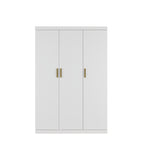 3 Door White Gloss Wardrobe – Gold Handles, Hanging Rail & Shelves