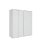 Clothing & Wardrobe Storage: 4 Door White Wardrobe Cabinet  Hanging Rail, Shelves & White Handles