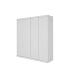 Clothing & Wardrobe Storage: 4 Door White Wardrobe Cabinet  Hanging Rail, Shelves & White Handles
