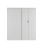 Clothing & Wardrobe Storage: 4 Door White Wardrobe Cabinet  Hanging Rail, Shelves & White Handles