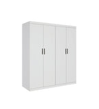 Clothing & Wardrobe Storage: 4 Door White Wardrobe Cabinet  Hanging Rail, Shelves & Black Handles