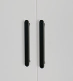 Clothing & Wardrobe Storage: 4 Door White Wardrobe Cabinet  Hanging Rail, Shelves & Black Handles
