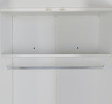 Clothing & Wardrobe Storage: 4 Door White Wardrobe Cabinet  Hanging Rail, Shelves & Black Handles