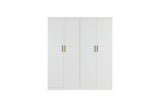 Clothing & Wardrobe Storage: 4 Door White Wardrobe Cabinet  Hanging Rail, Shelves & Gold Handles