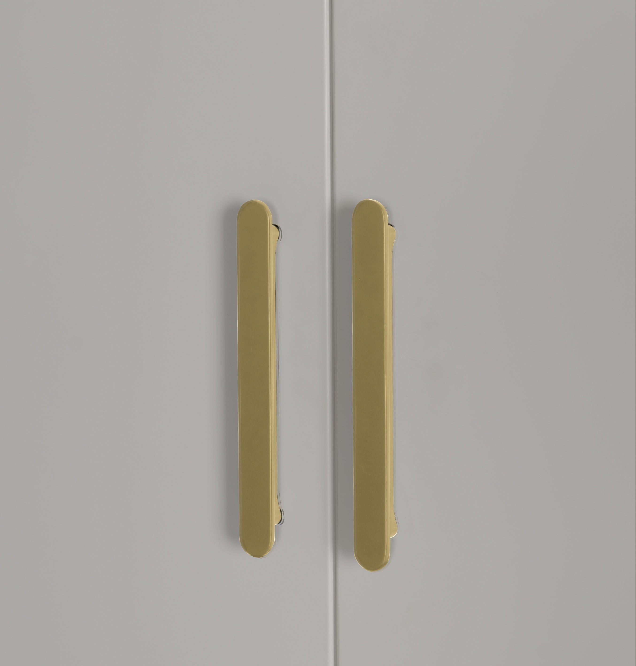 Clothing & Wardrobe Storage: 4 Door White Wardrobe Cabinet  Hanging Rail, Shelves & Gold Handles