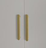 Clothing & Wardrobe Storage: 4 Door White Wardrobe Cabinet  Hanging Rail, Shelves & Gold Handles