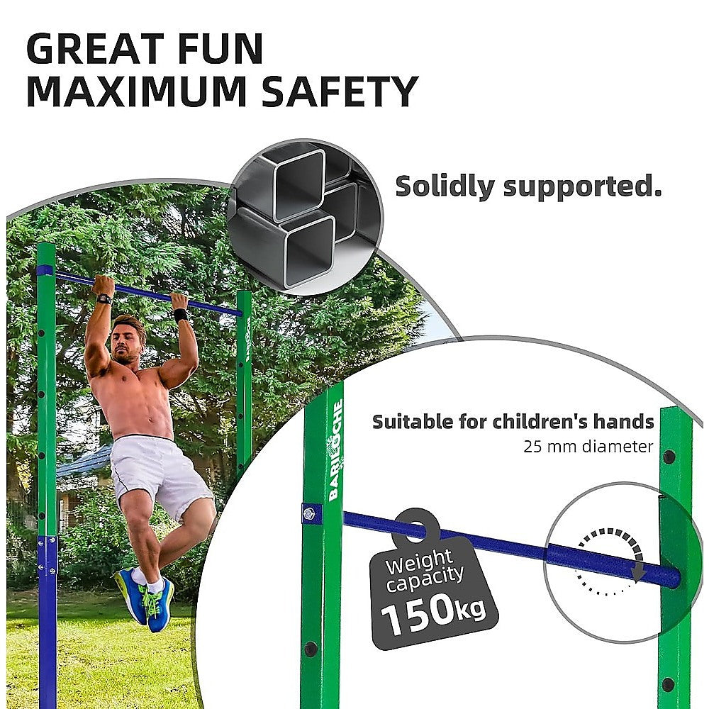 Gym Equipment & Accessories: Single Outdoor Pull-Up Bar  Height Adjustable Gymnastics & Fitness Bar
