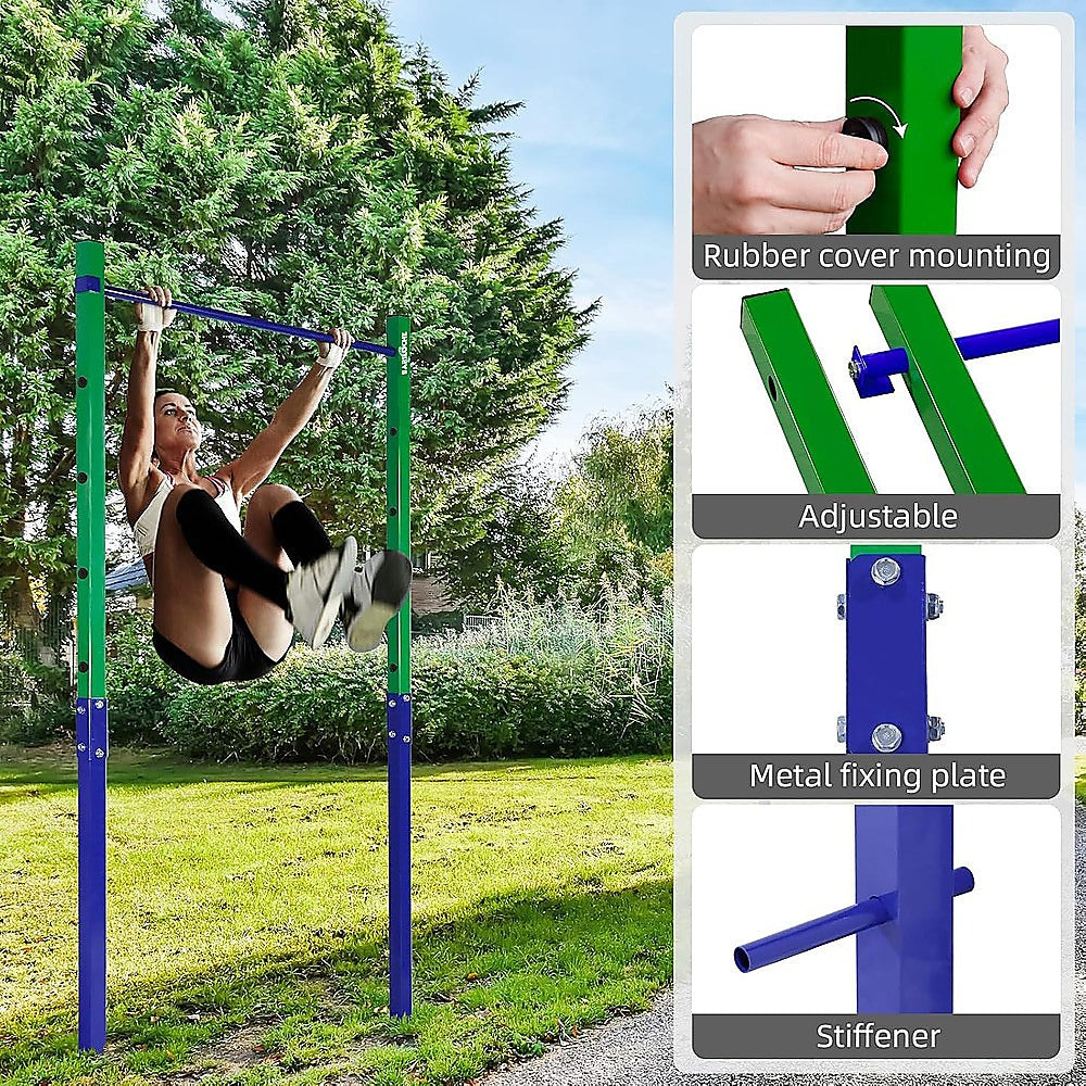 Gym Equipment & Accessories: Single Outdoor Pull-Up Bar  Height Adjustable Gymnastics & Fitness Bar