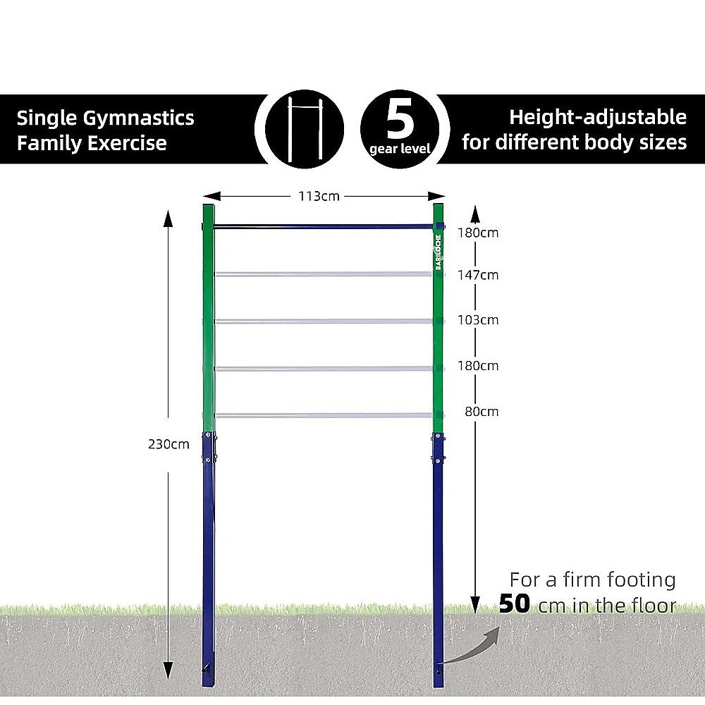 Gym Equipment & Accessories: Single Outdoor Pull-Up Bar  Height Adjustable Gymnastics & Fitness Bar