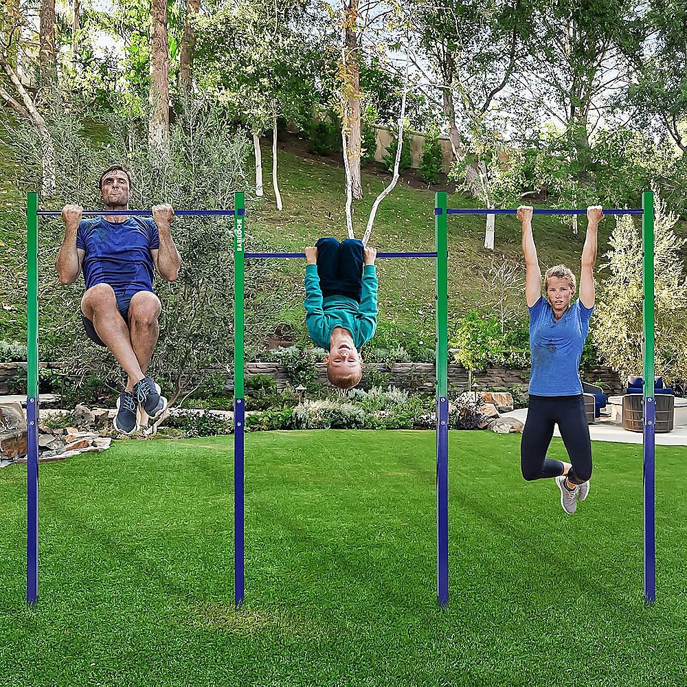 Gym Equipment & Accessories: Triple Outdoor Pull-Up Bar  Height Adjustable Gymnastics & Fitness Bar