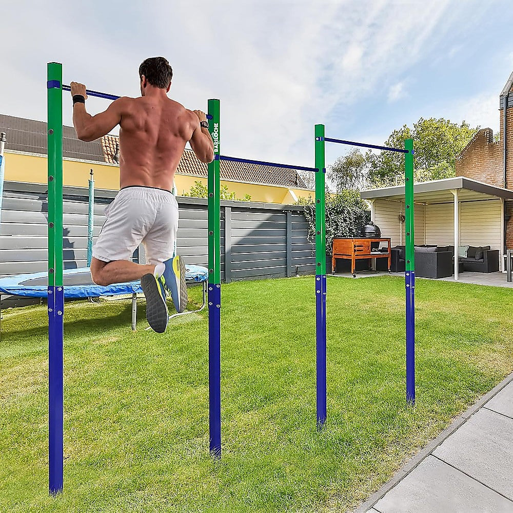 Gym Equipment & Accessories: Triple Outdoor Pull-Up Bar  Height Adjustable Gymnastics & Fitness Bar