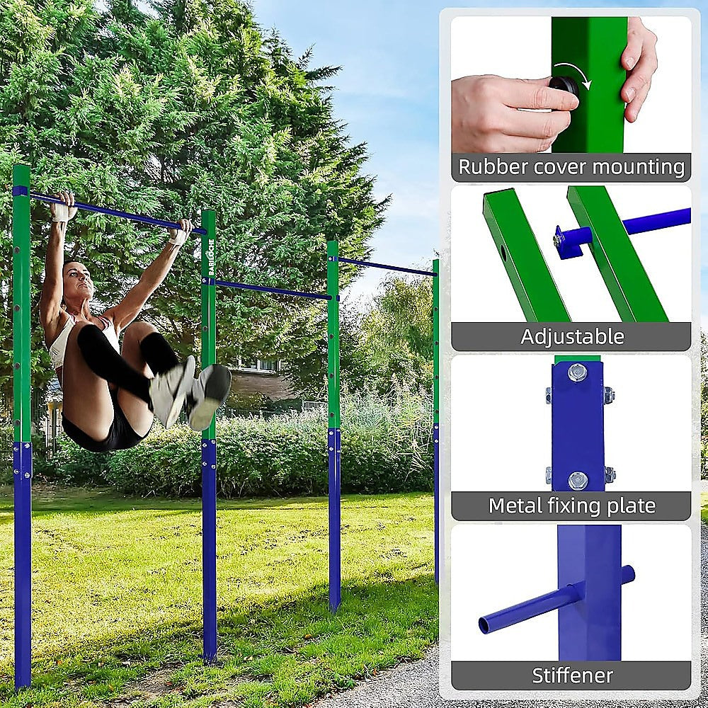 Gym Equipment & Accessories: Triple Outdoor Pull-Up Bar  Height Adjustable Gymnastics & Fitness Bar
