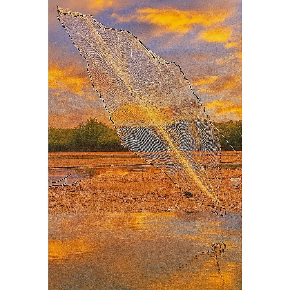 Fishing Tackle: 3m Nylon Fishing Cast Net  Quick Throw Mesh with Chain Weights & Drawstring