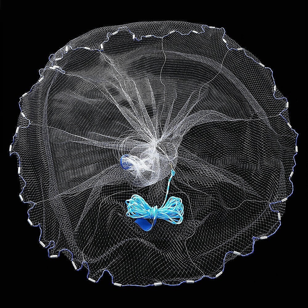 Fishing Tackle: 3m Nylon Fishing Cast Net  Quick Throw Mesh with Chain Weights & Drawstring