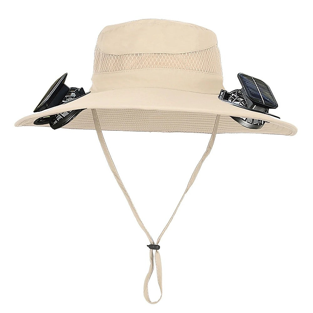 Men's Hats & Caps: Solar & USB Powered Cooling Hat with Dual Fan  Khaki Outdoor Sun Hat