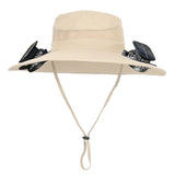 Men's Hats & Caps: Solar & USB Powered Cooling Hat with Dual Fan  Khaki Outdoor Sun Hat
