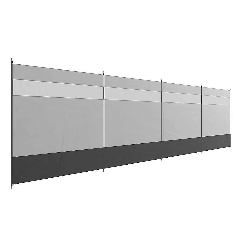 Tents: Camping Windbreak with Clear Windows & Bag  725x140cm Grey