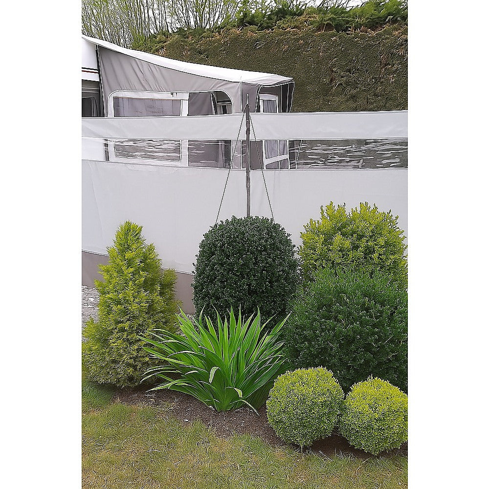 Tents: Camping Windbreak with Clear Windows & Bag  725x140cm Grey