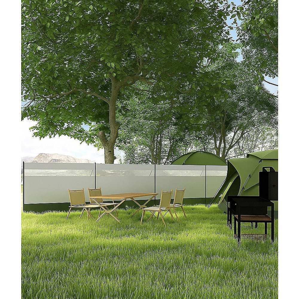 Tents: Camping Windbreak with Clear Windows & Bag  725x140cm Grey