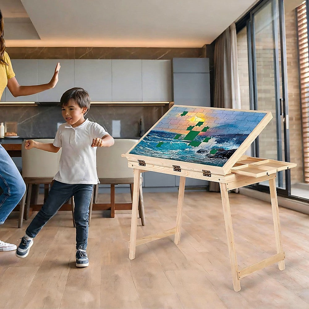 Activity Toys: 1500-Piece Jigsaw Puzzle Table with Folding Legs  Portable Puzzle Storage Board