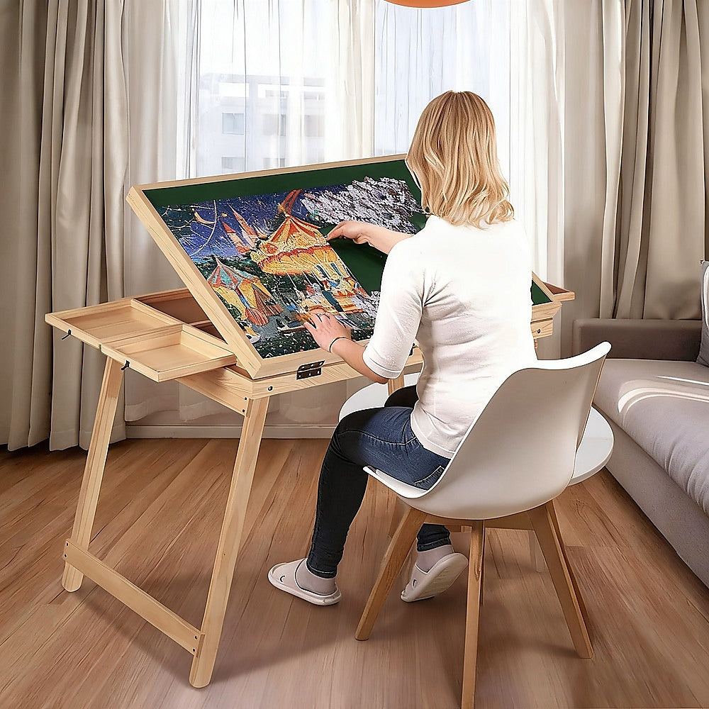 Activity Toys: 1500-Piece Jigsaw Puzzle Table with Folding Legs  Portable Puzzle Storage Board