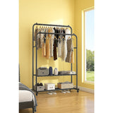Clothing & Wardrobe Storage: Double Clothes Rack Metal Garment Rail 80x154cm  Heavy Duty Hanging Shelf Storage