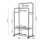 Clothing & Wardrobe Storage: Double Clothes Rack Metal Garment Rail 80x154cm  Heavy Duty Hanging Shelf Storage