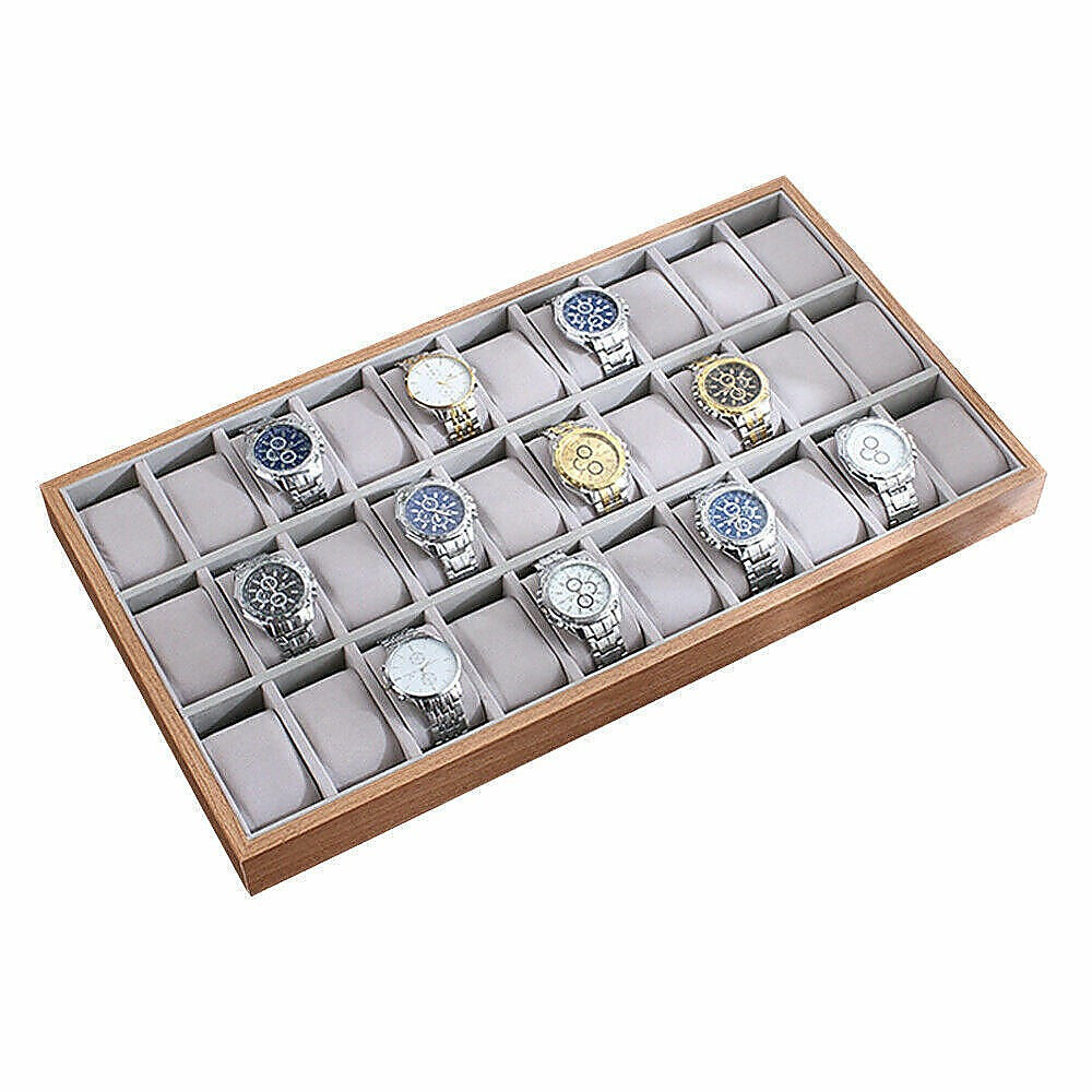 Filing & Organisation: 30-Grid Watch & Jewellery Tray Organiser Display Case Holder  Velvet Drawer Insert