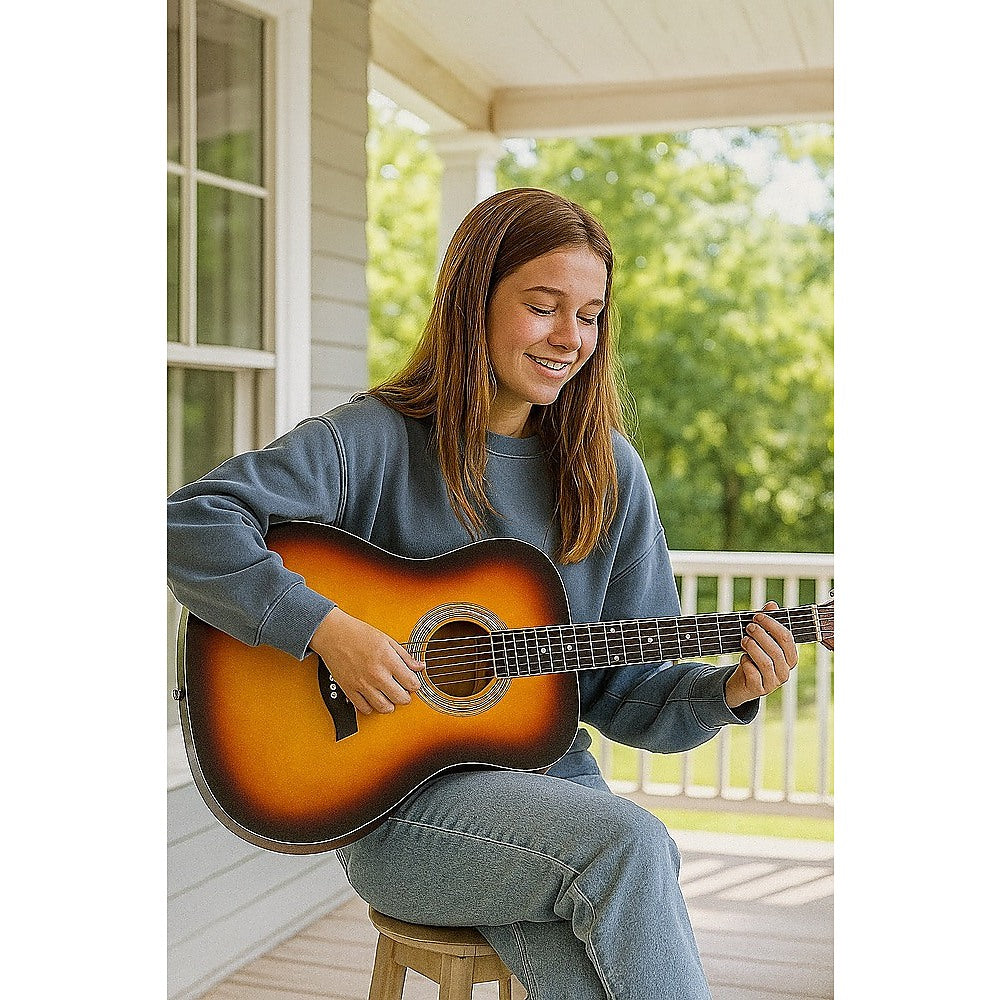 Guitars: 38" Full Size Acoustic Guitar  Beginner Wooden Guitar for Adults & Teens