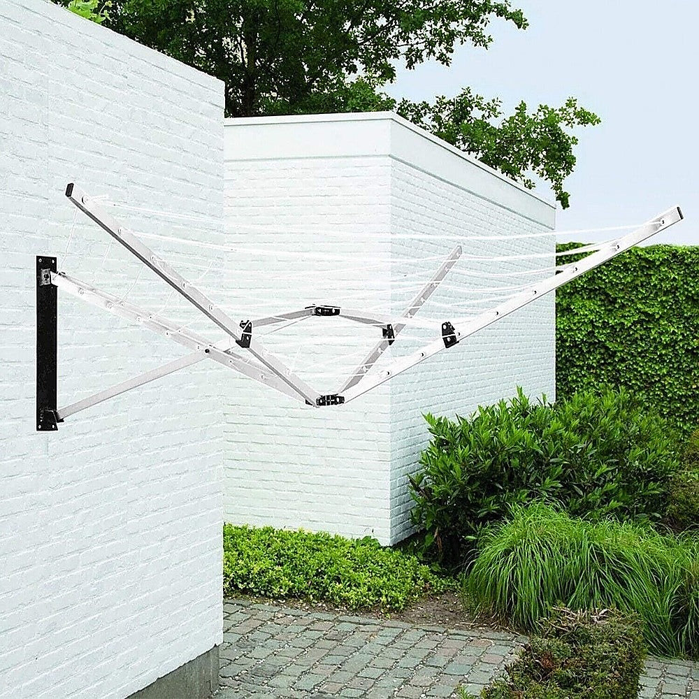 Drying Racks & Hangers: 26m Folding Dryer for Laundry & Washing - Wall Mounted 5 Arm Clothes Airer