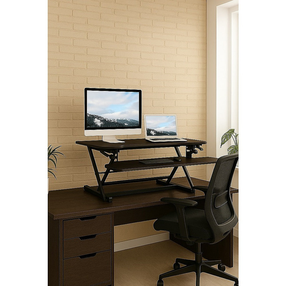 Desks: Ergonomic Standing Desk Converter  Height Adjustable Sit Stand Workstation