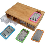 Kitchen Utensils: Bamboo Cutting Board Set with Graters & Containers  Food Prep Station
