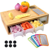 Kitchen Utensils: Bamboo Cutting Board Set with Graters & Containers  Food Prep Station