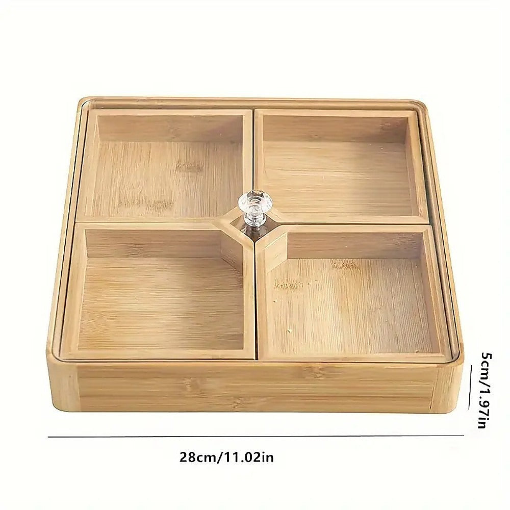 Food Storage: Square Bamboo Snack Serving Tray  Eco-Friendly Platter for Fruit, Cheese & Appetisers